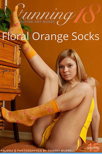 Paloma B "Floral Orange Socks"